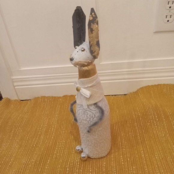 Vintage style bunny 15" primitive rustic glass paper mache bunny farmhouse decor - Picture 6 of 6